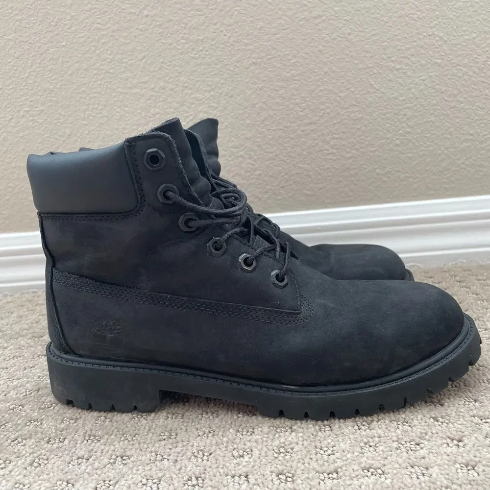 Timberland 12907 6-Inch Classic Boots Kids 7‎ Black Leather WATERPROOF Primaloft